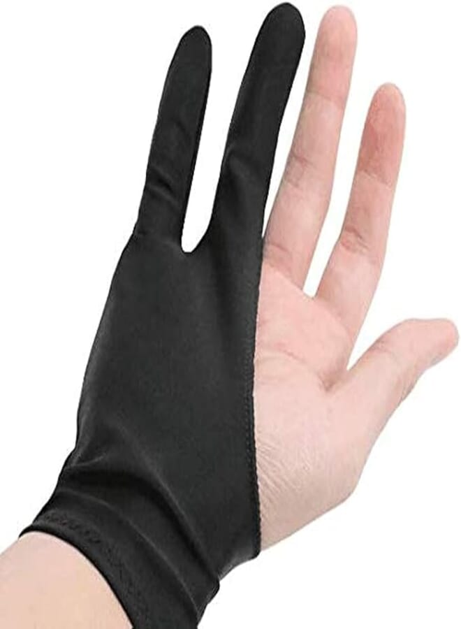 2 Pack Artist Glove Anti-fouling Two Fingers Graphics Drawing Tablets for Light Box/Graphic Tablet/Pen Display/iPad Pro Pencil